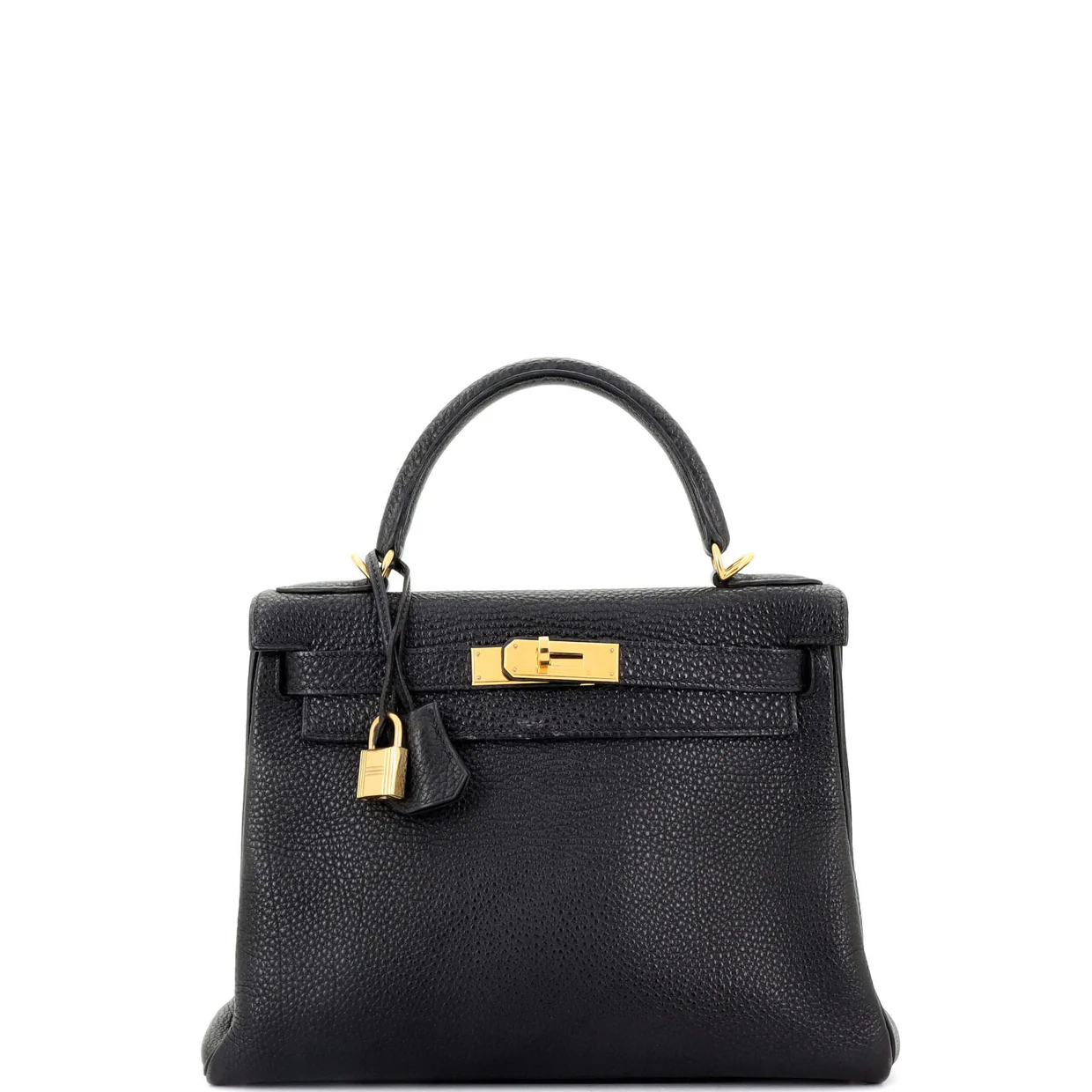 Kelly Handbag Noir Clemence with Gold Hardware 28 - Deep Luxury
