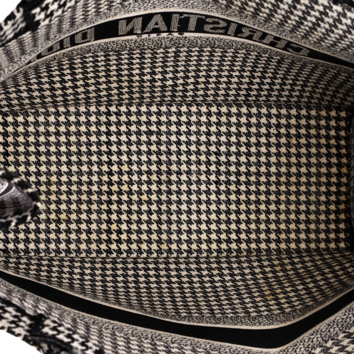 Book Tote Houndstooth Canvas Large - Deep Luxury