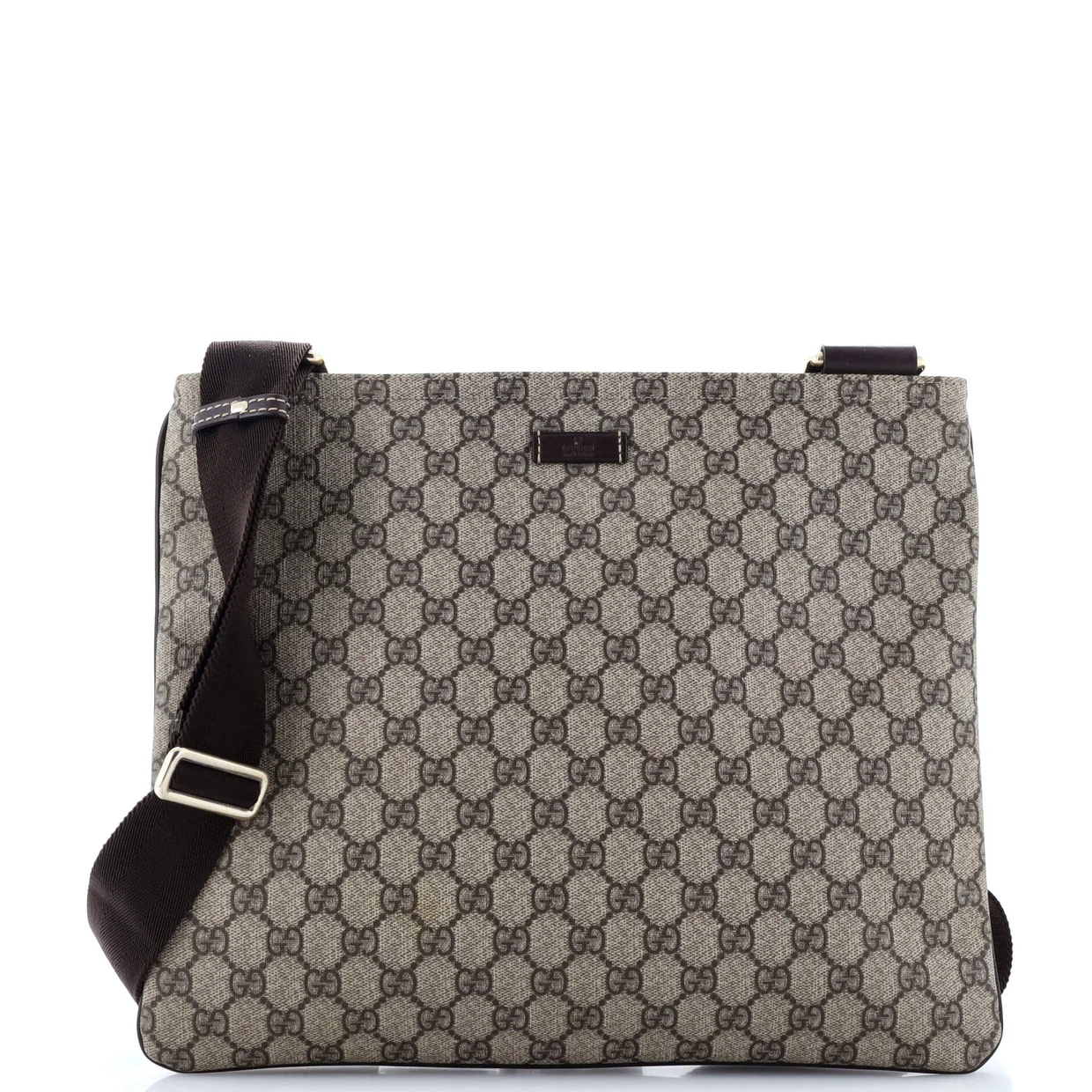 Zip Top Messenger Bag GG Coated Canvas Large - Deep Luxury