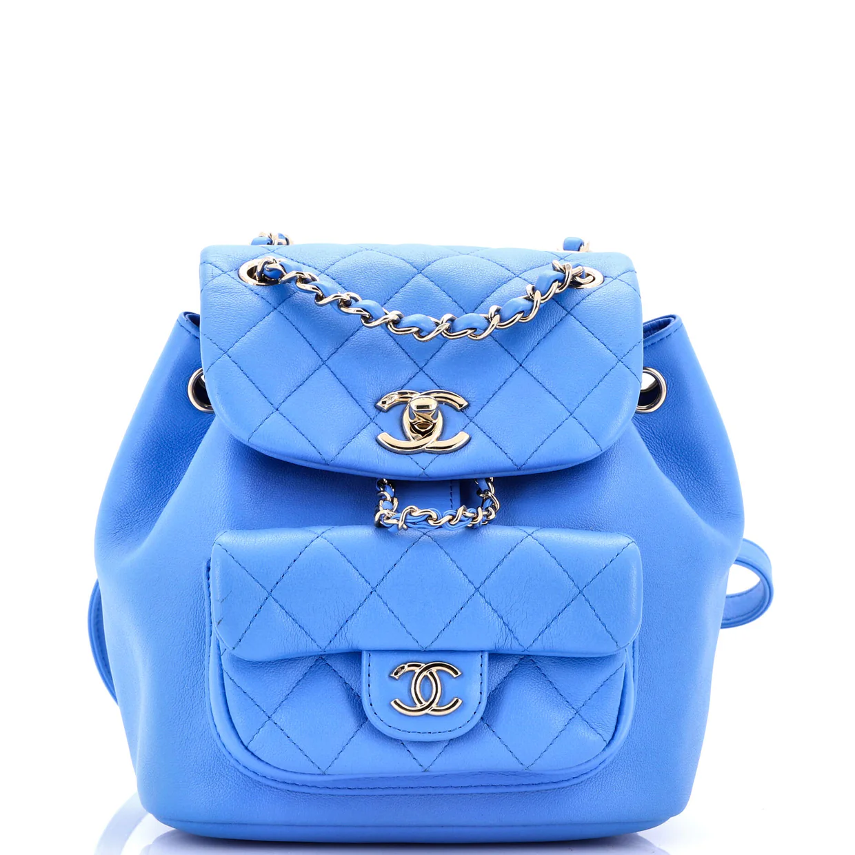 Duma Drawstring Backpack Quilted Leather Small - Deep Luxury