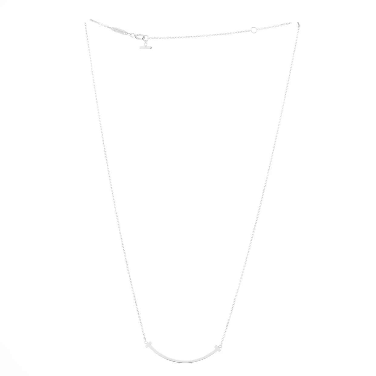 T Smile Pendant Necklace 18K White Gold Small - Deep Luxury