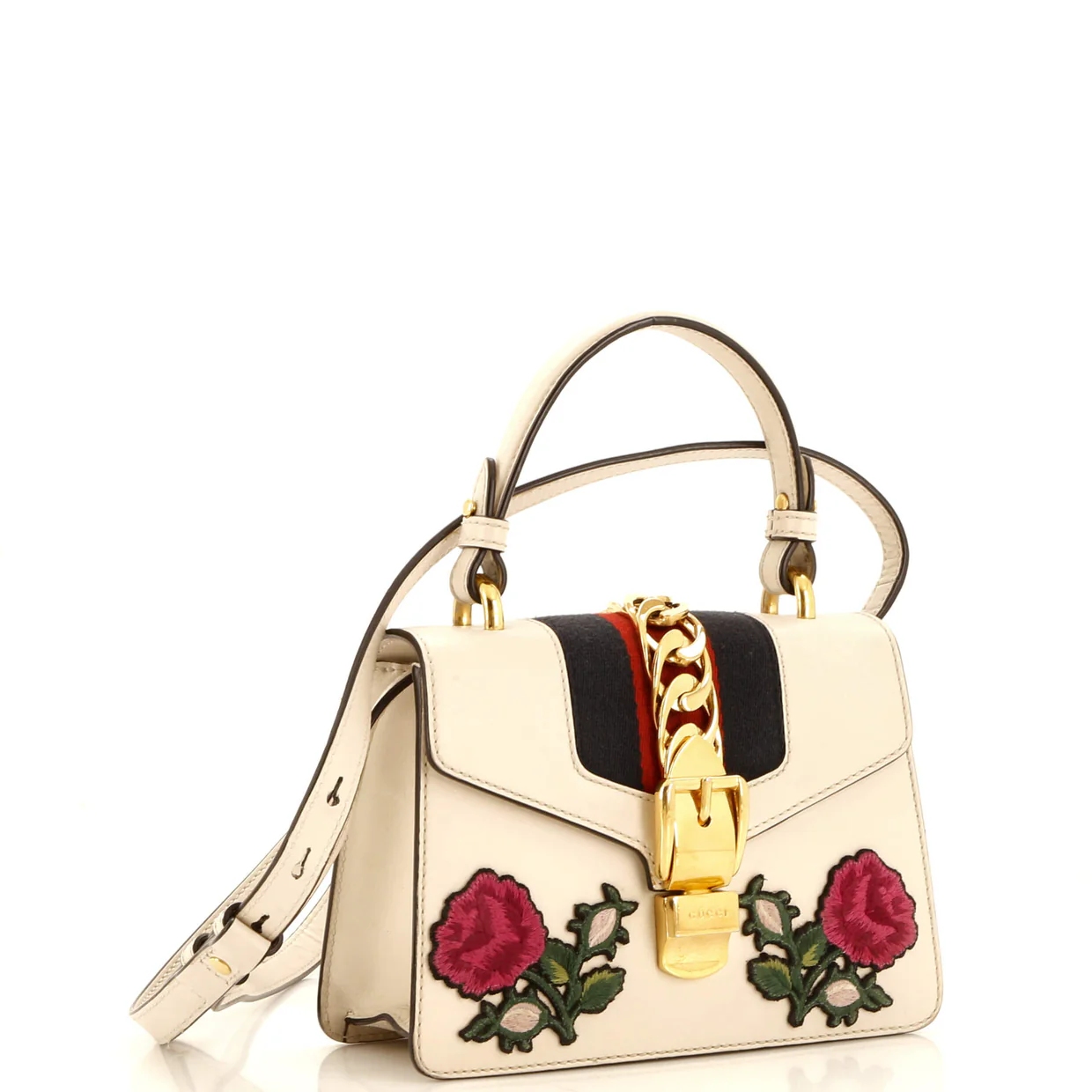 Sylvie Top Handle Bag Embroidered Leather Mini - Deep Luxury