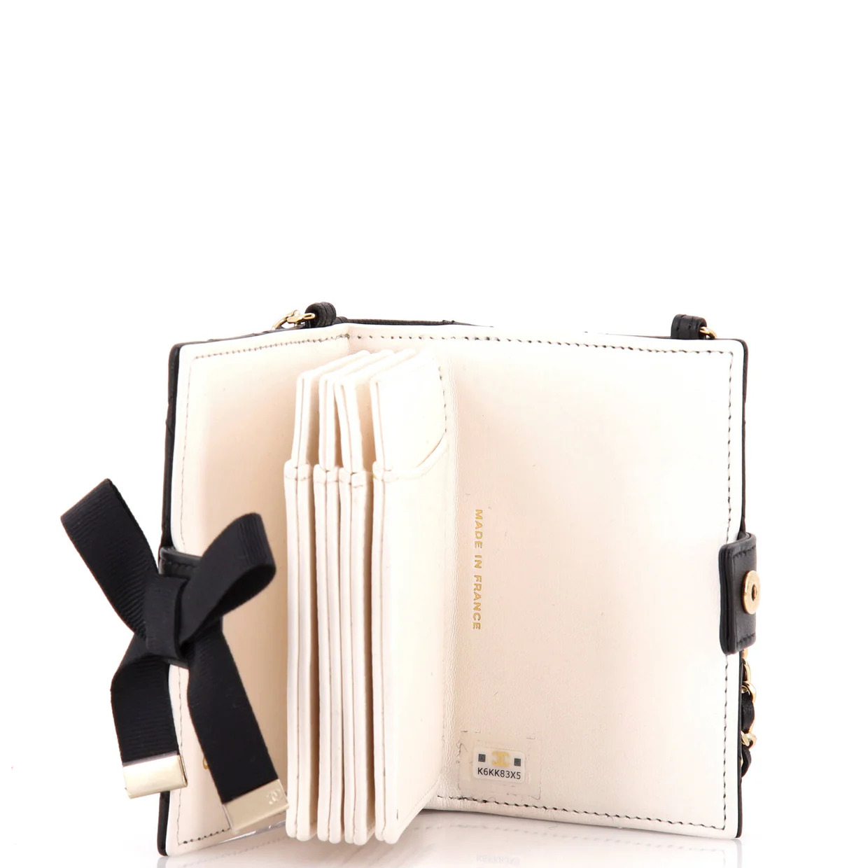 CC Book Card Holder with Chain Quilted Lambskin - Deep Luxury