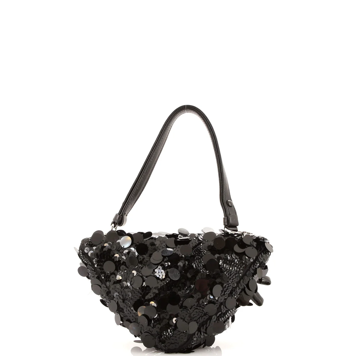 Triangle Convertible Zip Handbag Sequin with Leather - Deep Luxury