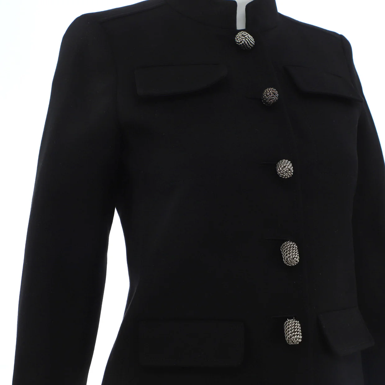 Women's Four Pocket Jacket Wool Blend with Metal Detail - Deep Luxury
