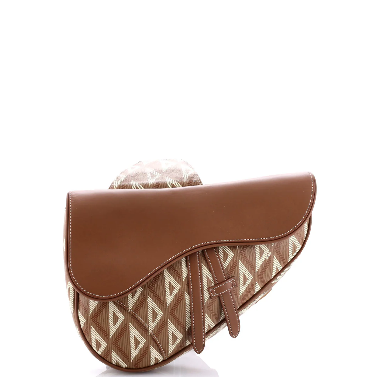 Saddle Crossbody Bag CD Diamond Coated Canvas and Leather - Deep Luxury