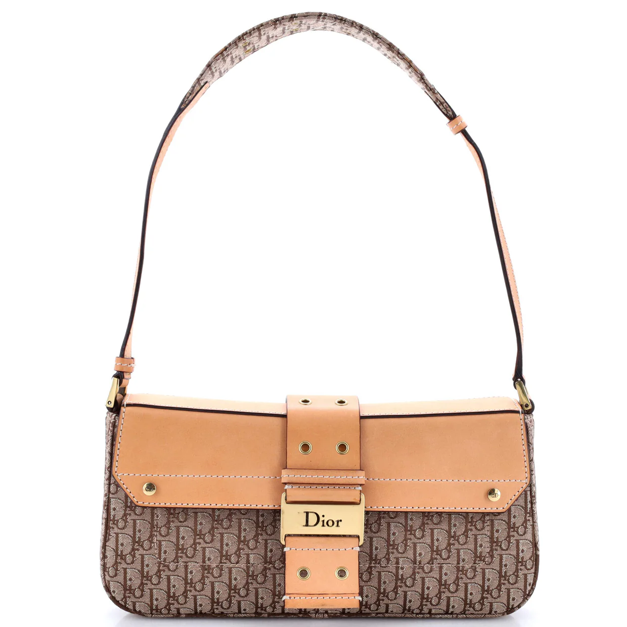 Vintage Street Chic Shoulder Handbag Diorissimo Canvas with Leather Small - Deep Luxury