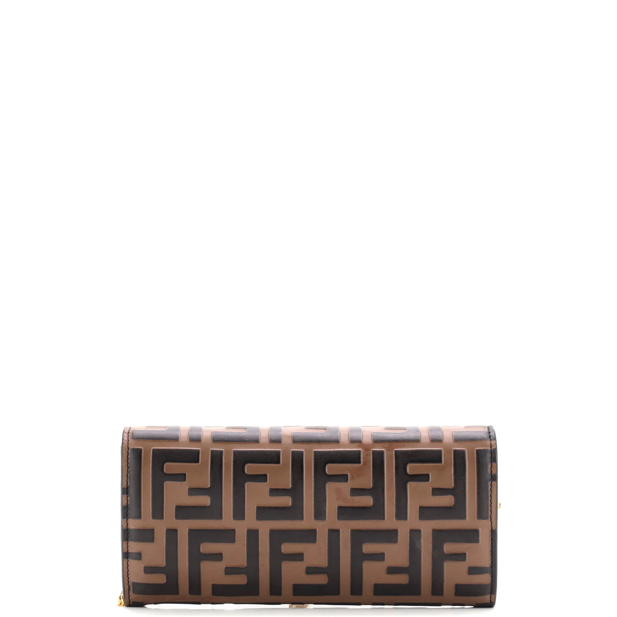 F is Fendi Continental Chain Wallet Zucca Embossed Leather - Deep Luxury