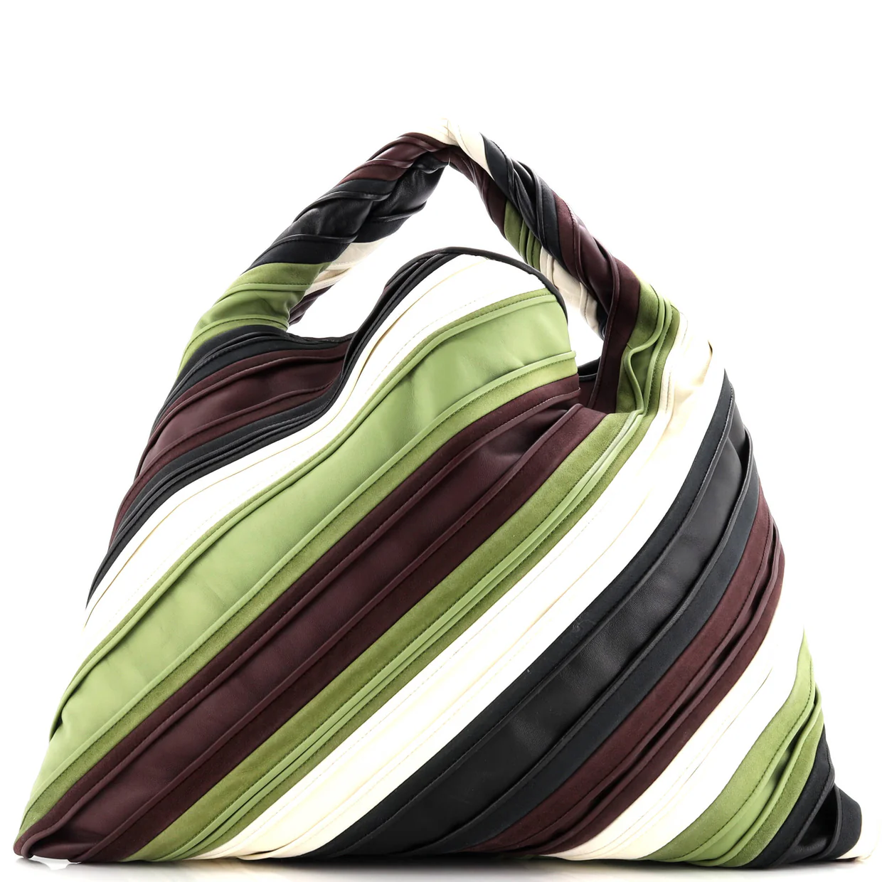 Hop Hobo Striped Leather and Suede Large - Deep Luxury