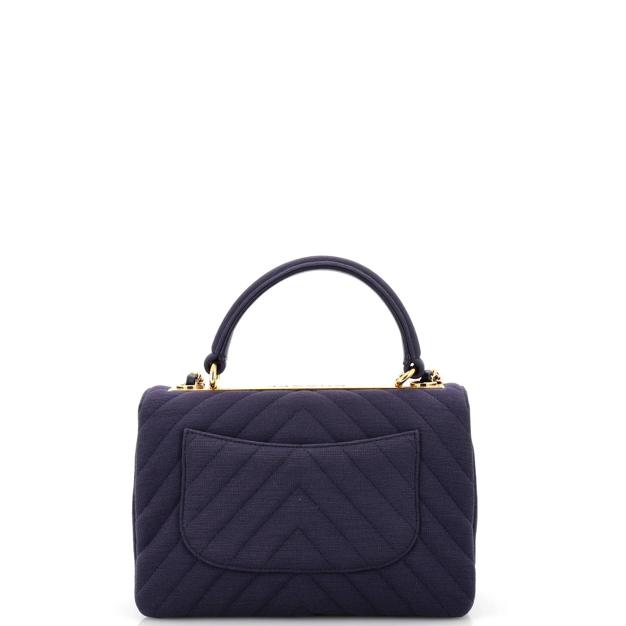 Trendy CC Top Handle Bag Chevron Jersey Small - Deep Luxury