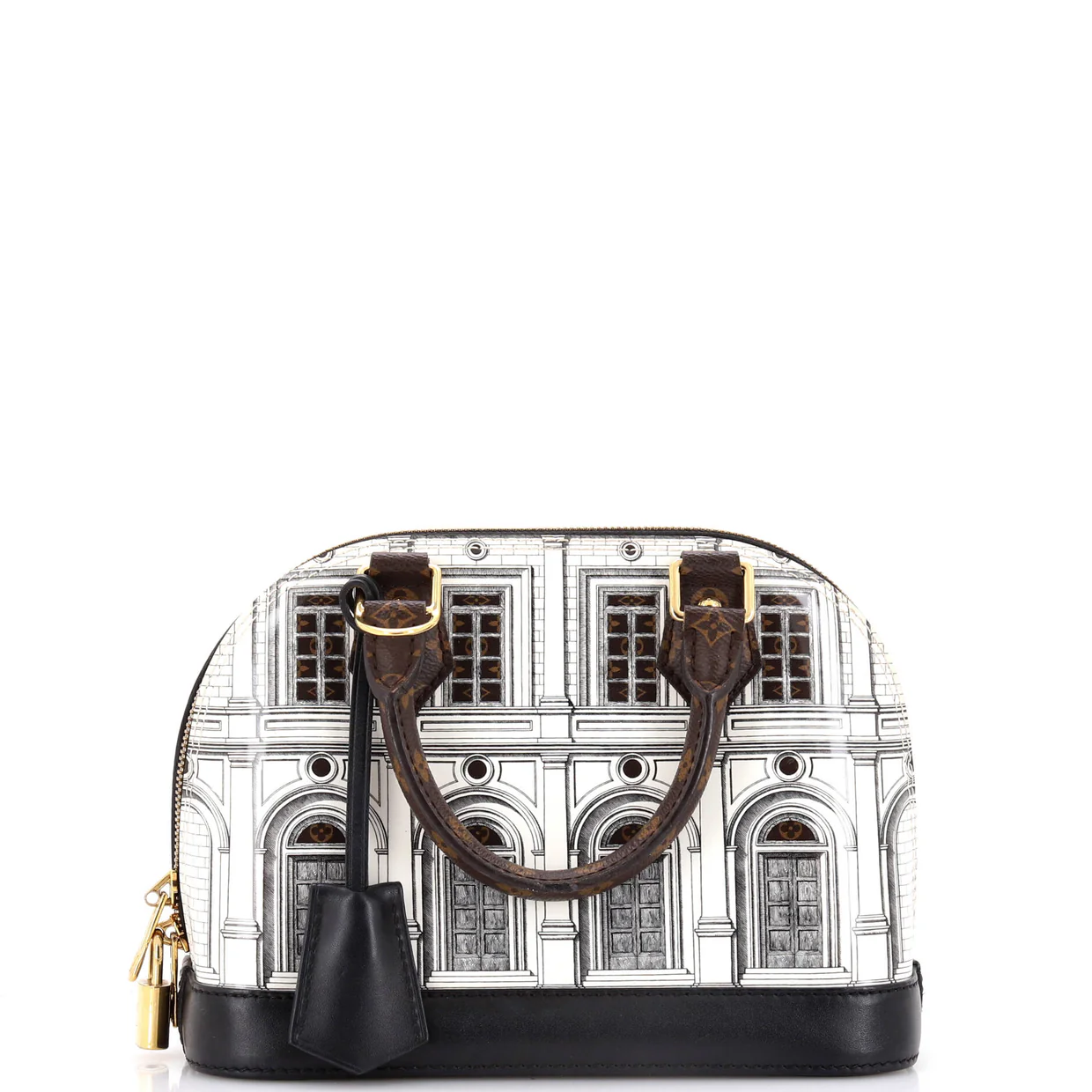 Alma Handbag Limited Edition Fornasetti Architettura Print Leather and Monogram Canvas BB - Deep Luxury