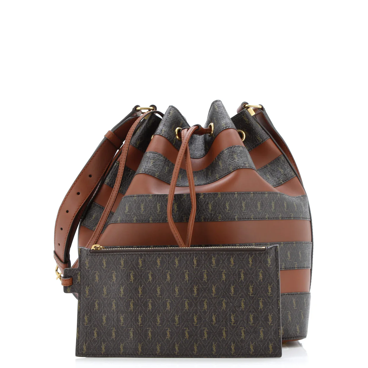 Le Monogramme Striped Bucket Bag Monogram All Over Coated Canvas and Leather - Deep Luxury