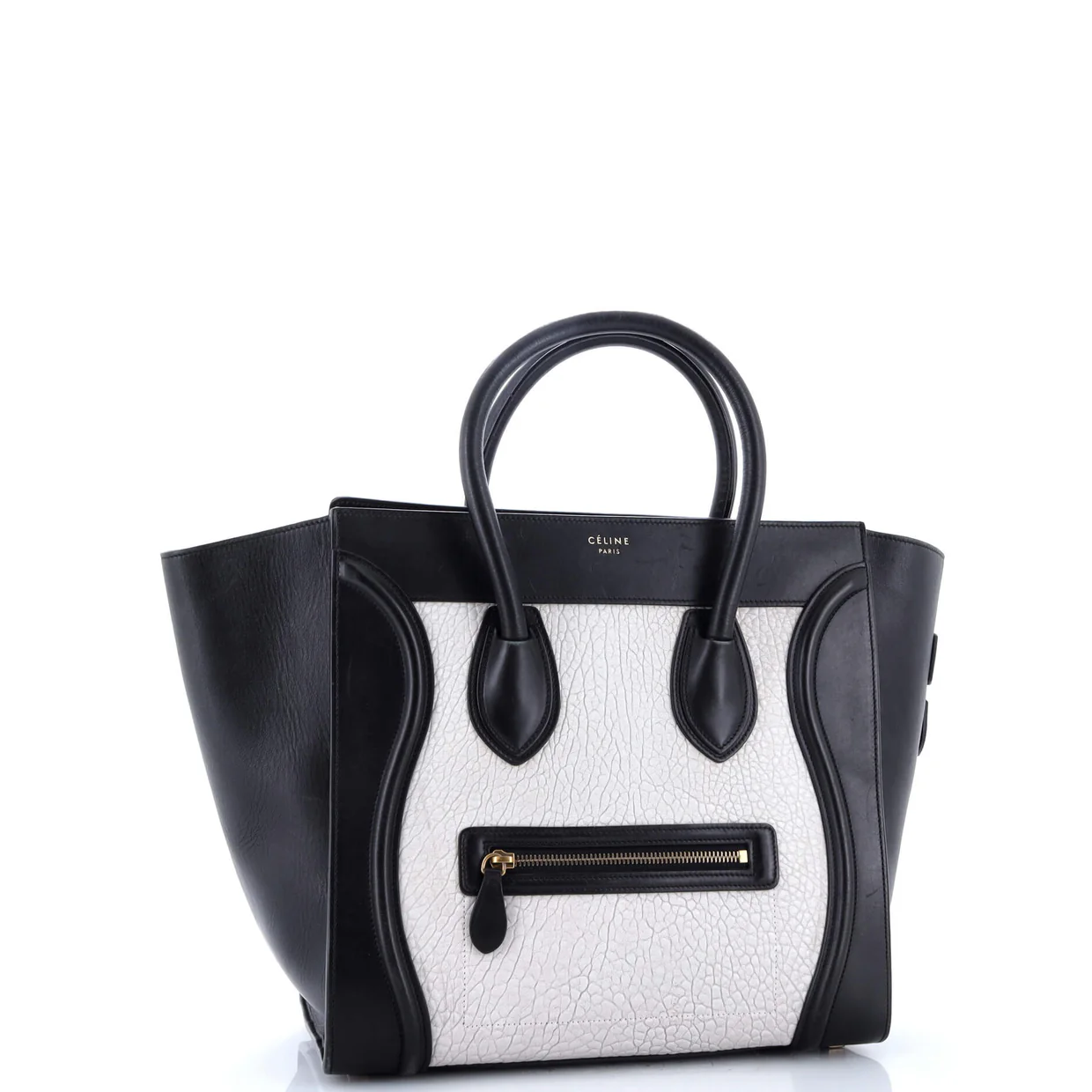 Bicolor Luggage Bag Crocodile Embossed Leather Mini - Deep Luxury