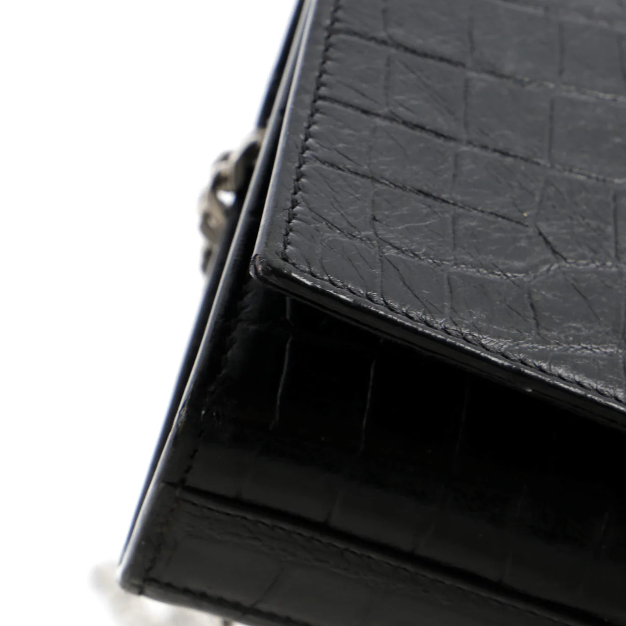 Classic Monogram Tassel Crossbody Bag Crocodile Embossed Leather Small - Deep Luxury