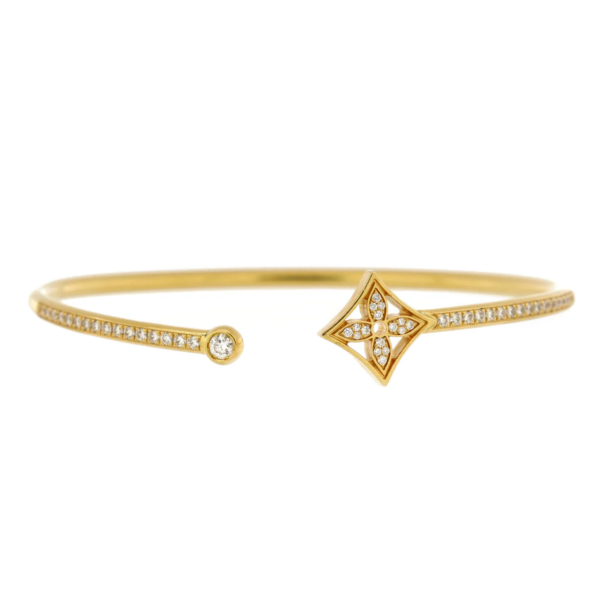 Idylle Blossom Twist Cuff Bracelet 18K Yellow Gold with Pave Diamonds - Deep Luxury
