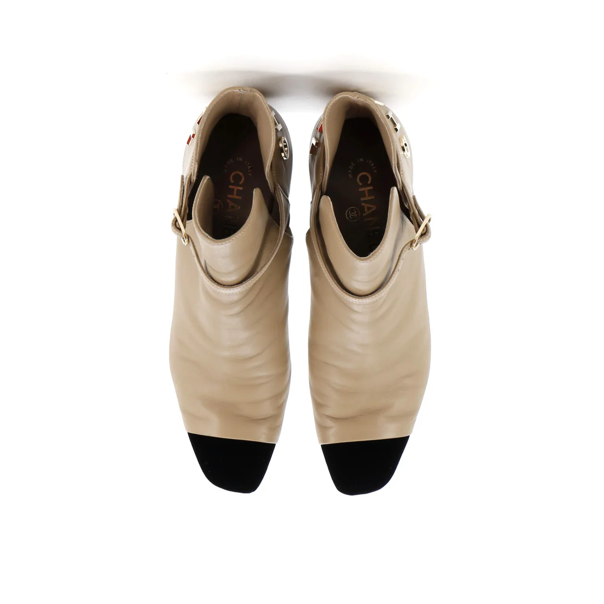 Women's Logo Cap Toe Short Ankle Boots Leather with Velvet - Deep Luxury