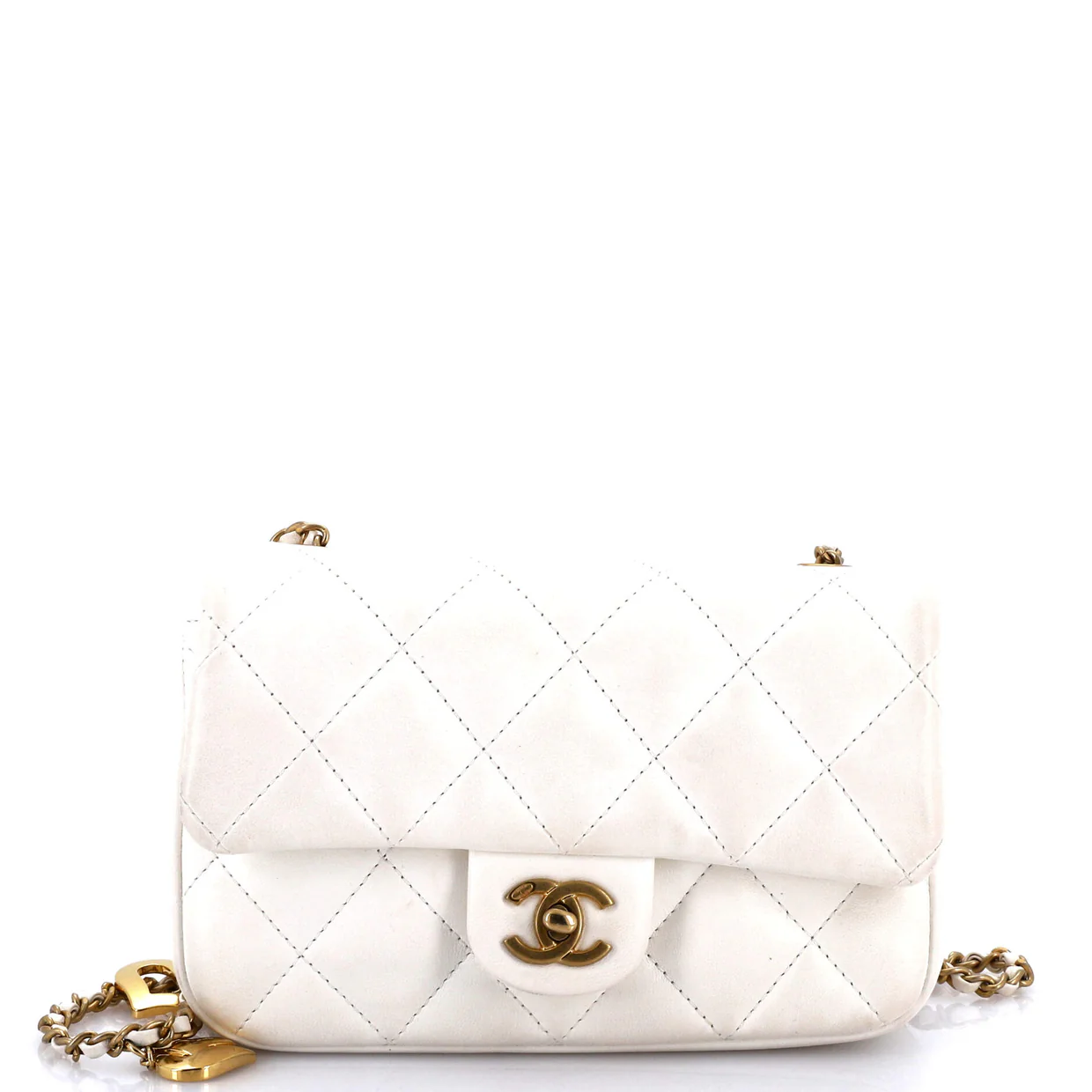 Heart Charms Flap Bag Quilted Lambskin Mini - Deep Luxury