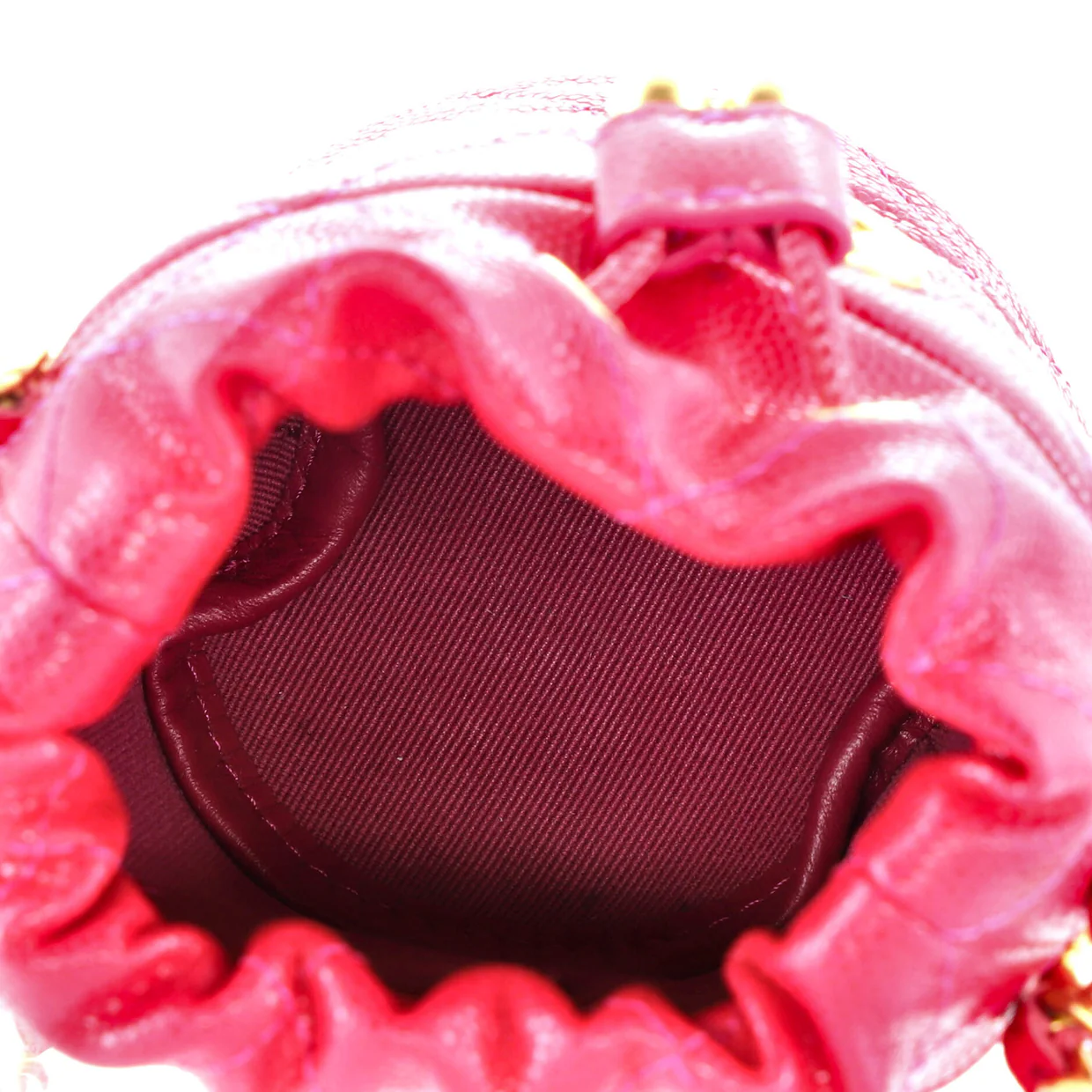 Twist Your Buttons Drawstring Bucket Bag Quilted Caviar Mini - Deep Luxury