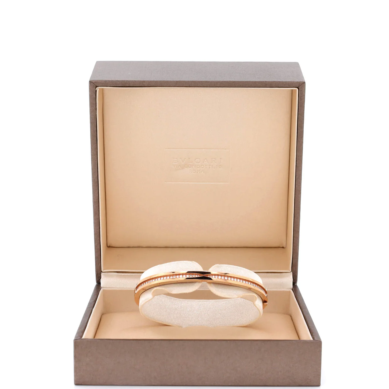 B.Zero1 Hinged Bangle Bracelet 18K Rose Gold with Pave Diamonds 5.5mm - Deep Luxury