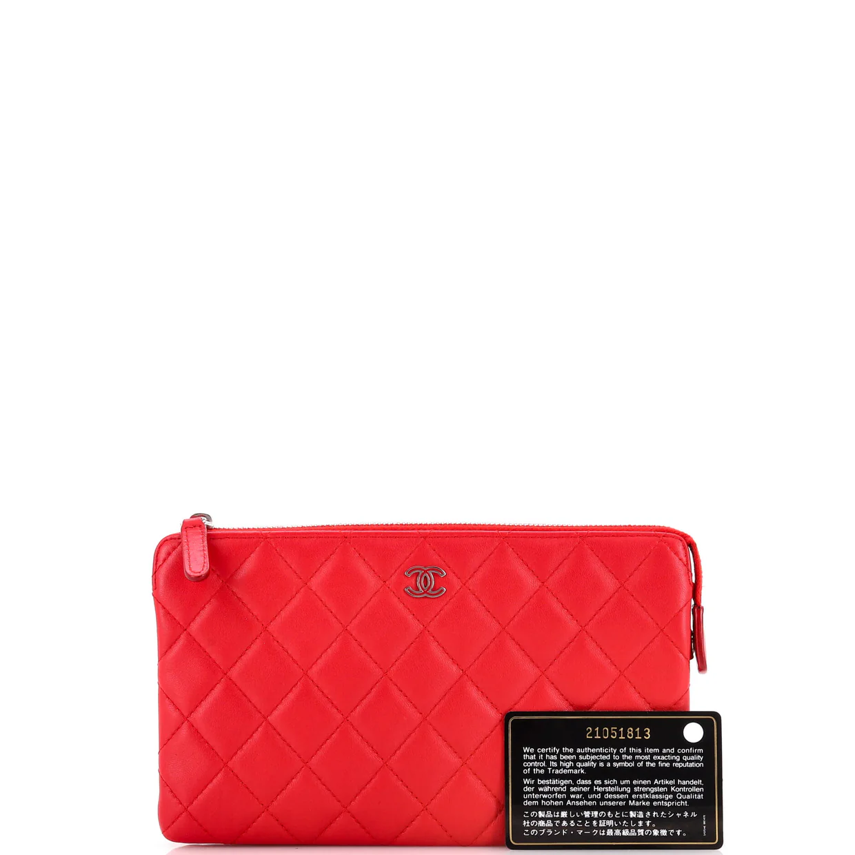 Classic Double Pocket Zip Pouch Quilted Lambskin Small - Deep Luxury