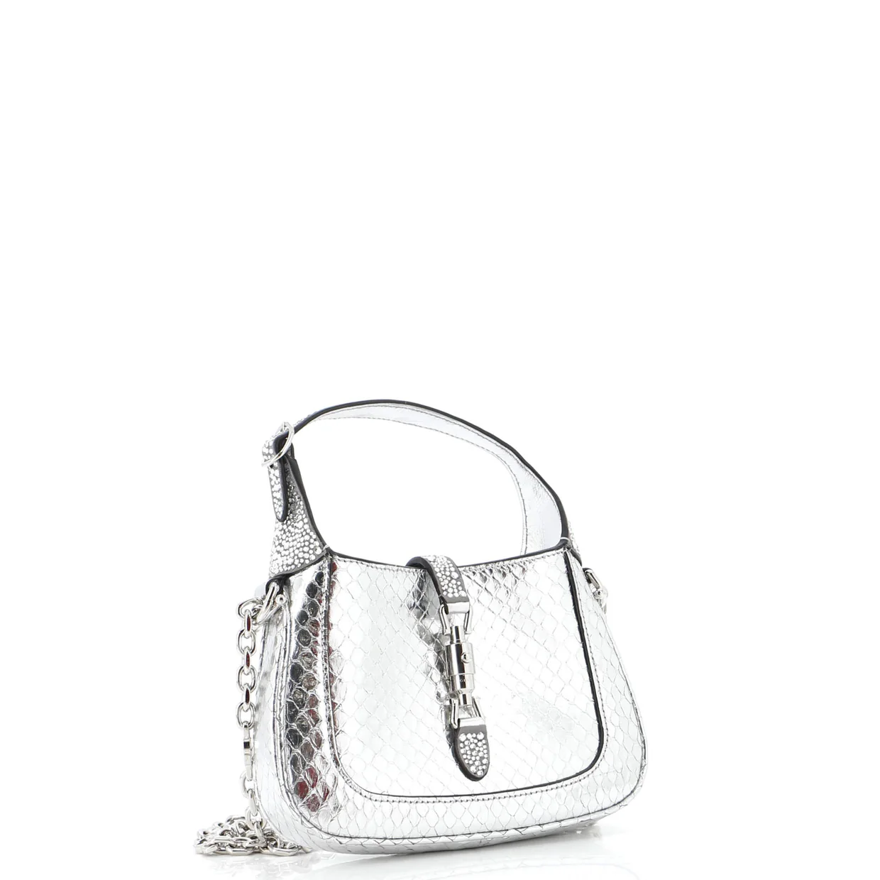 Jackie 1961 Chain Hobo Snakeskin with Crystals Mini - Deep Luxury