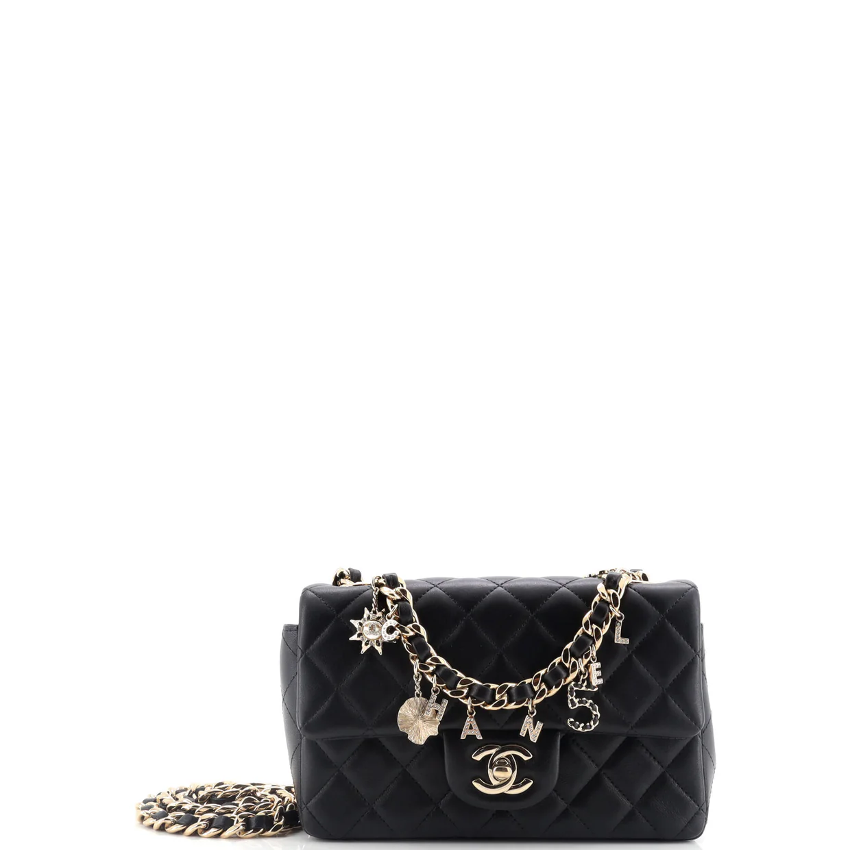 Coco Charms Classic Single Flap Bag Quilted Lambskin Mini - Deep Luxury