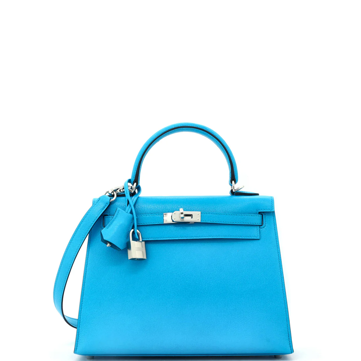 Kelly Handbag Bleu Frida Chevre Chamkila with Palladium Hardware 25 - Deep Luxury
