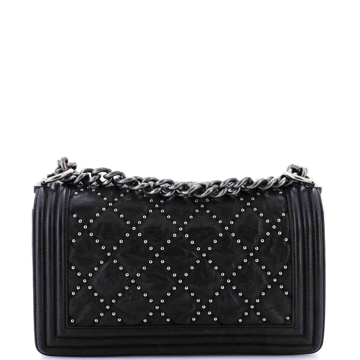 Boy Flap Bag Studded Quilted Distressed Calfskin Old Medium - Deep Luxury