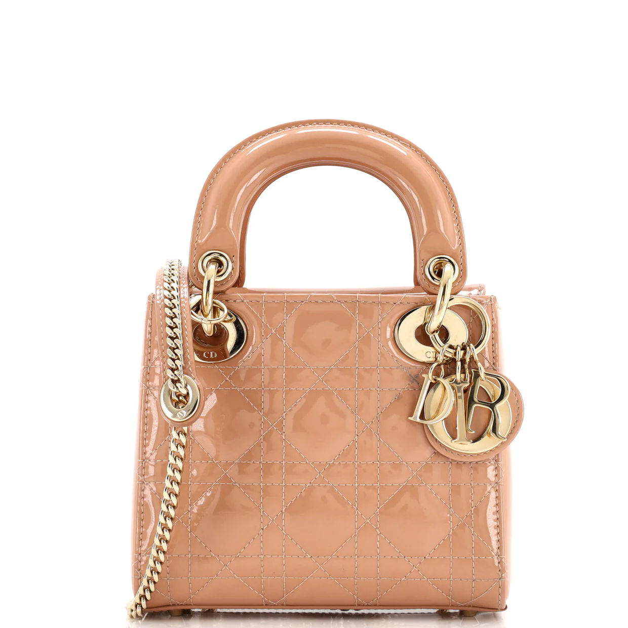 Lady Dior Chain Bag Cannage Quilt Patent Mini - Deep Luxury