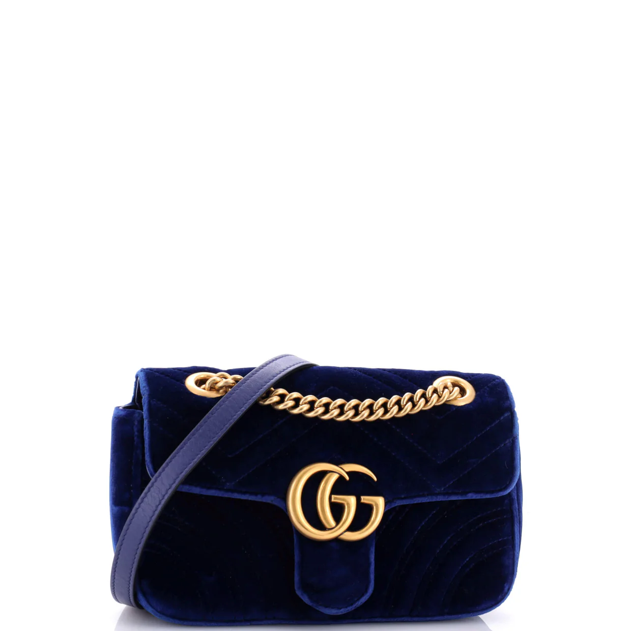 GG Marmont Flap Bag Matelasse Velvet Mini - Deep Luxury