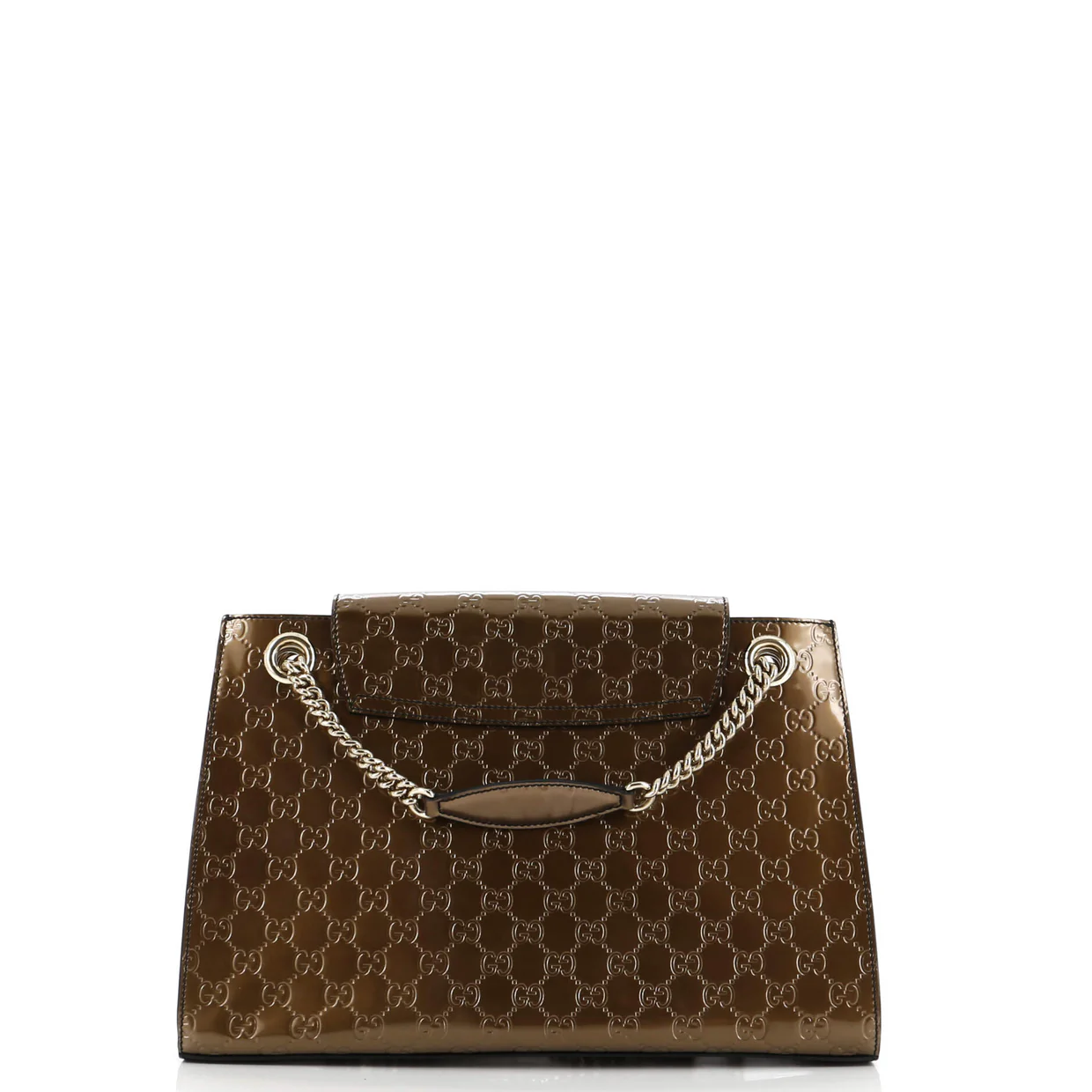 Emily Chain Flap Shoulder Bag Guccissima Patent Large - Deep Luxury
