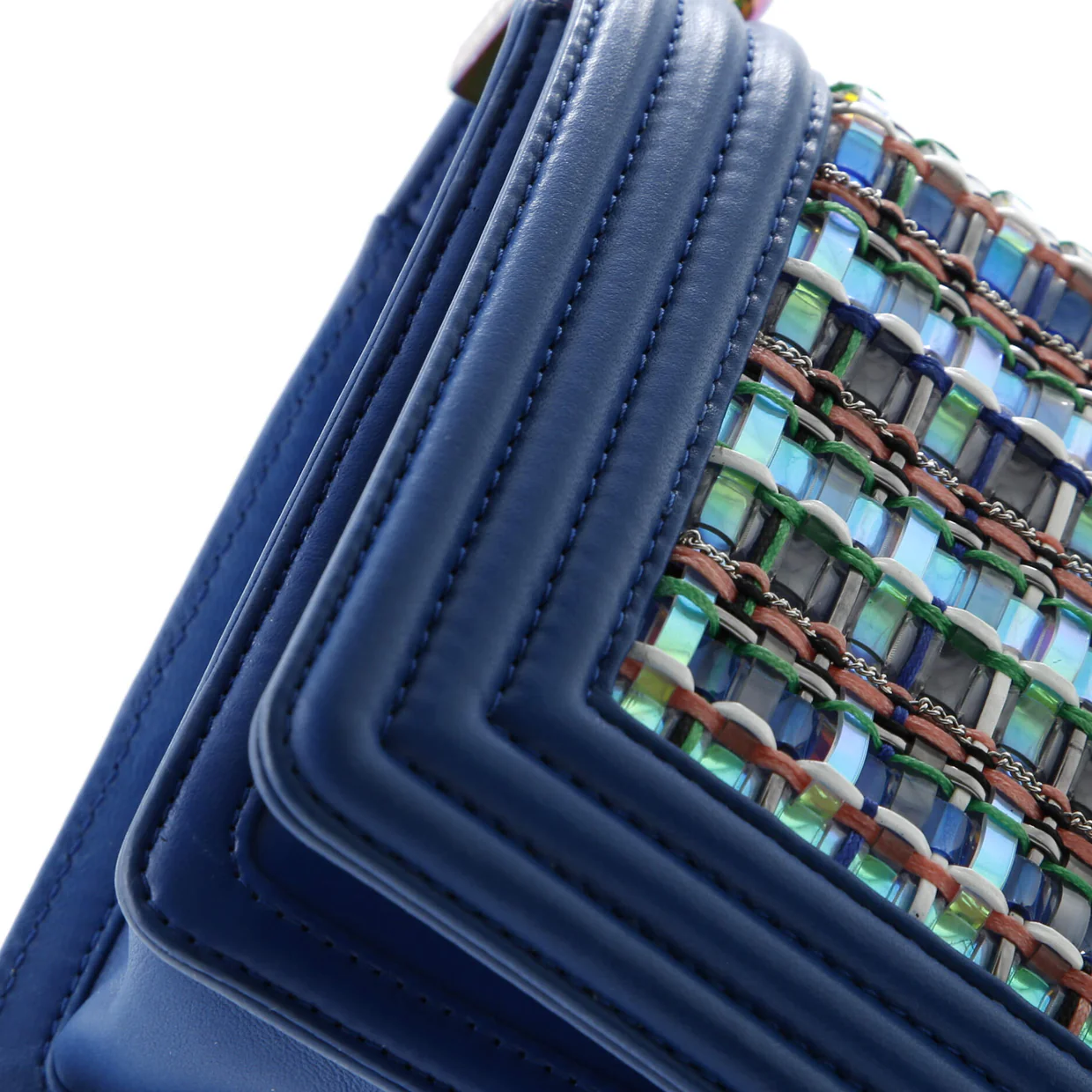 Boy Flap Bag Woven PVC with Lambskin Old Medium - Deep Luxury