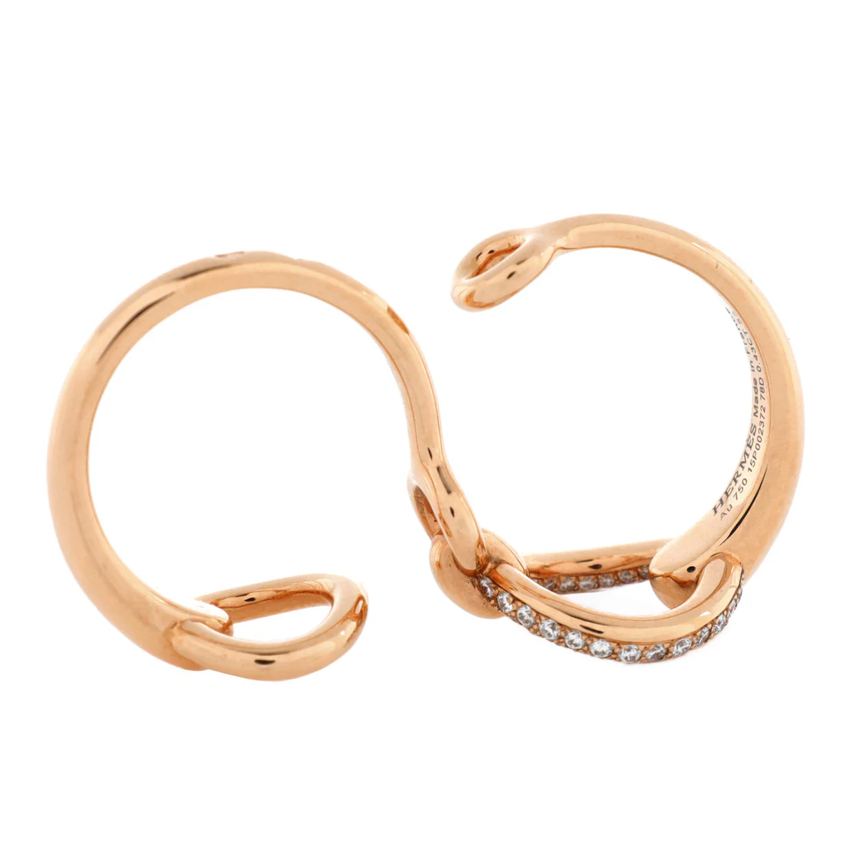 Filet d'Or Double Ring 18K Rose Gold with Diamonds Large - Deep Luxury
