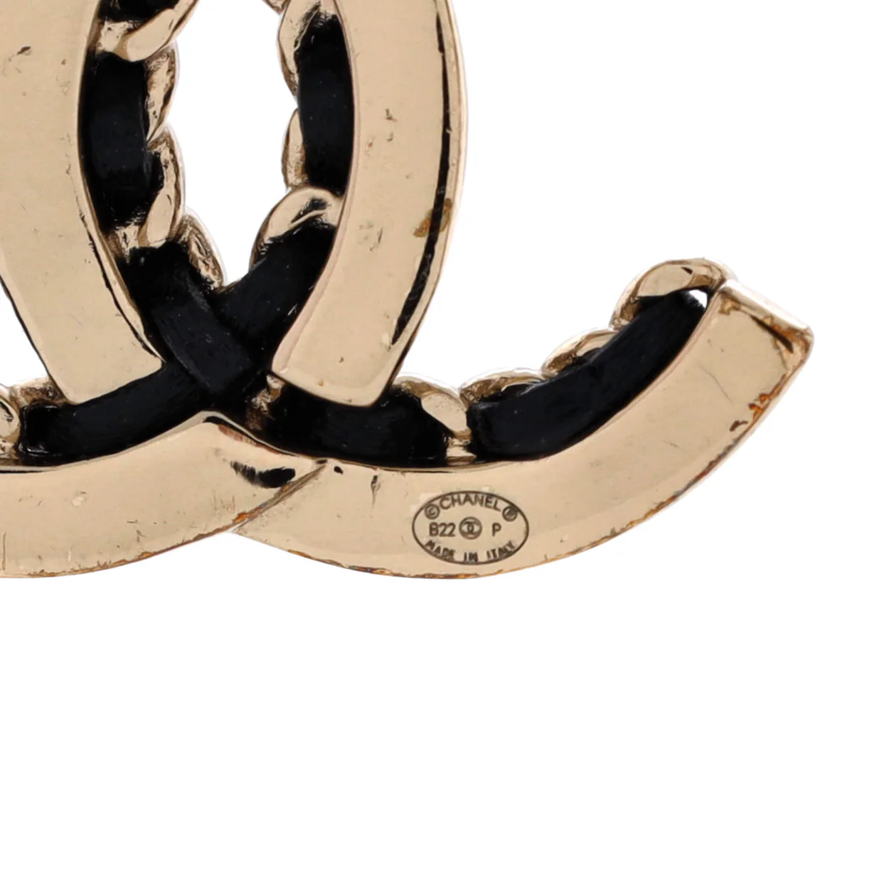 Woven Chain CC Drop Earrings Metal and Leather - Deep Luxury
