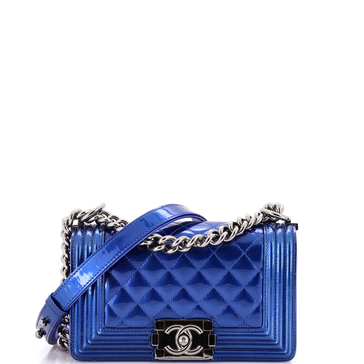 Boy Flap Bag Quilted Patent Small - Deep Luxury