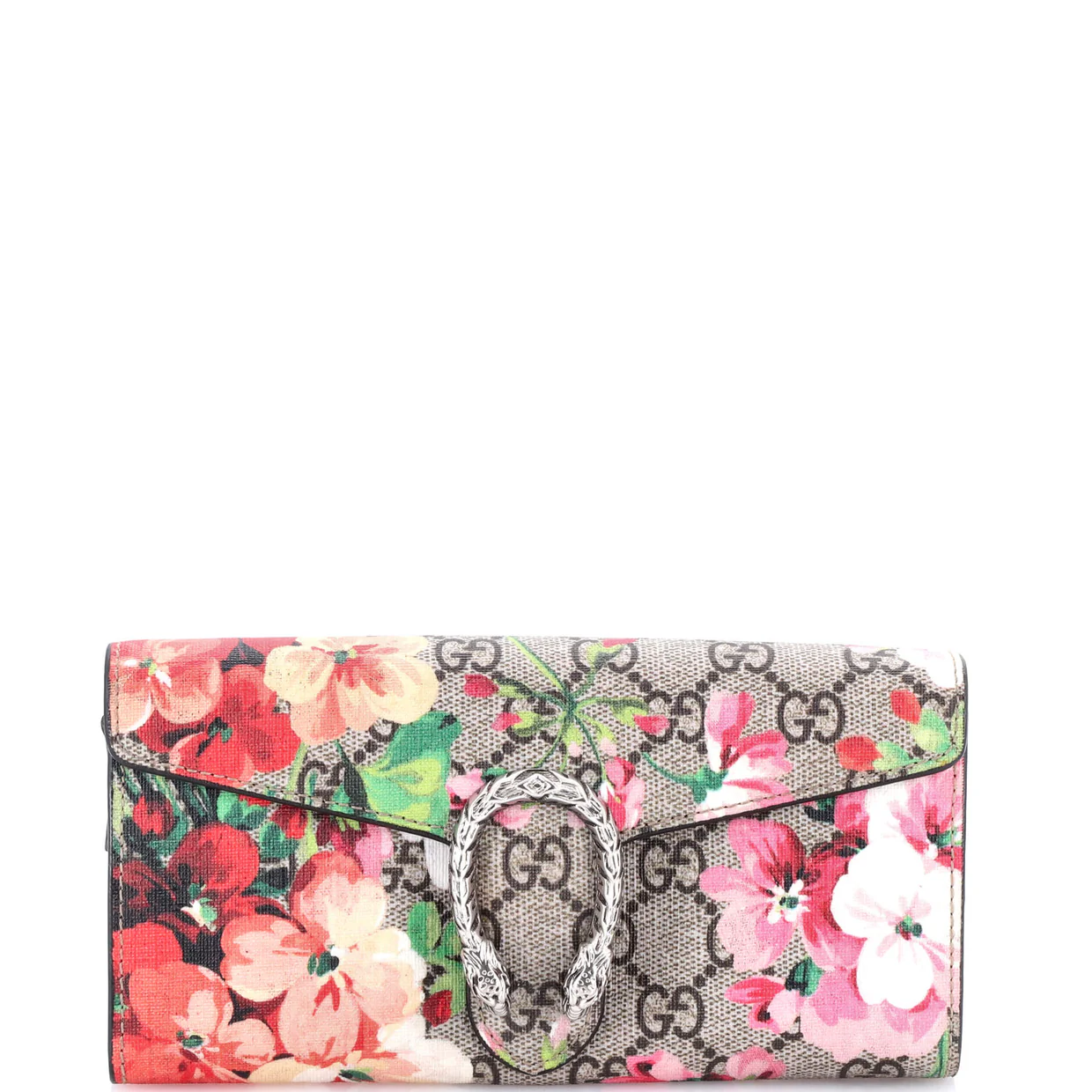 Dionysus Chain Wallet Blooms Print GG Coated Canvas Long - Deep Luxury