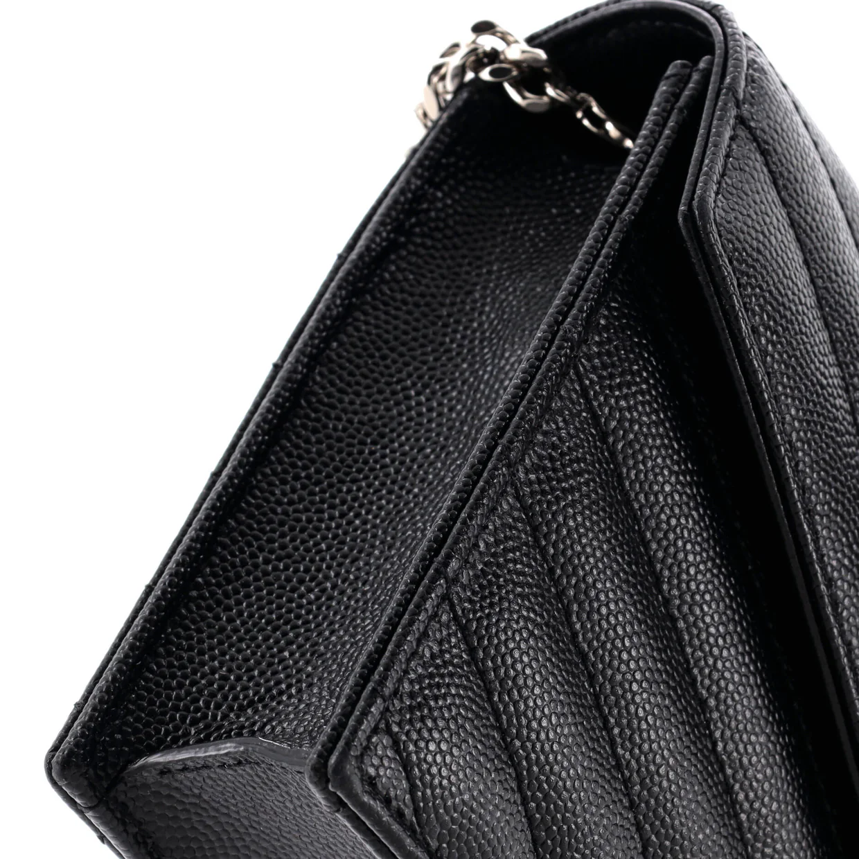 Classic Monogram Wallet on Chain Matelasse Chevron Leather Small - Deep Luxury