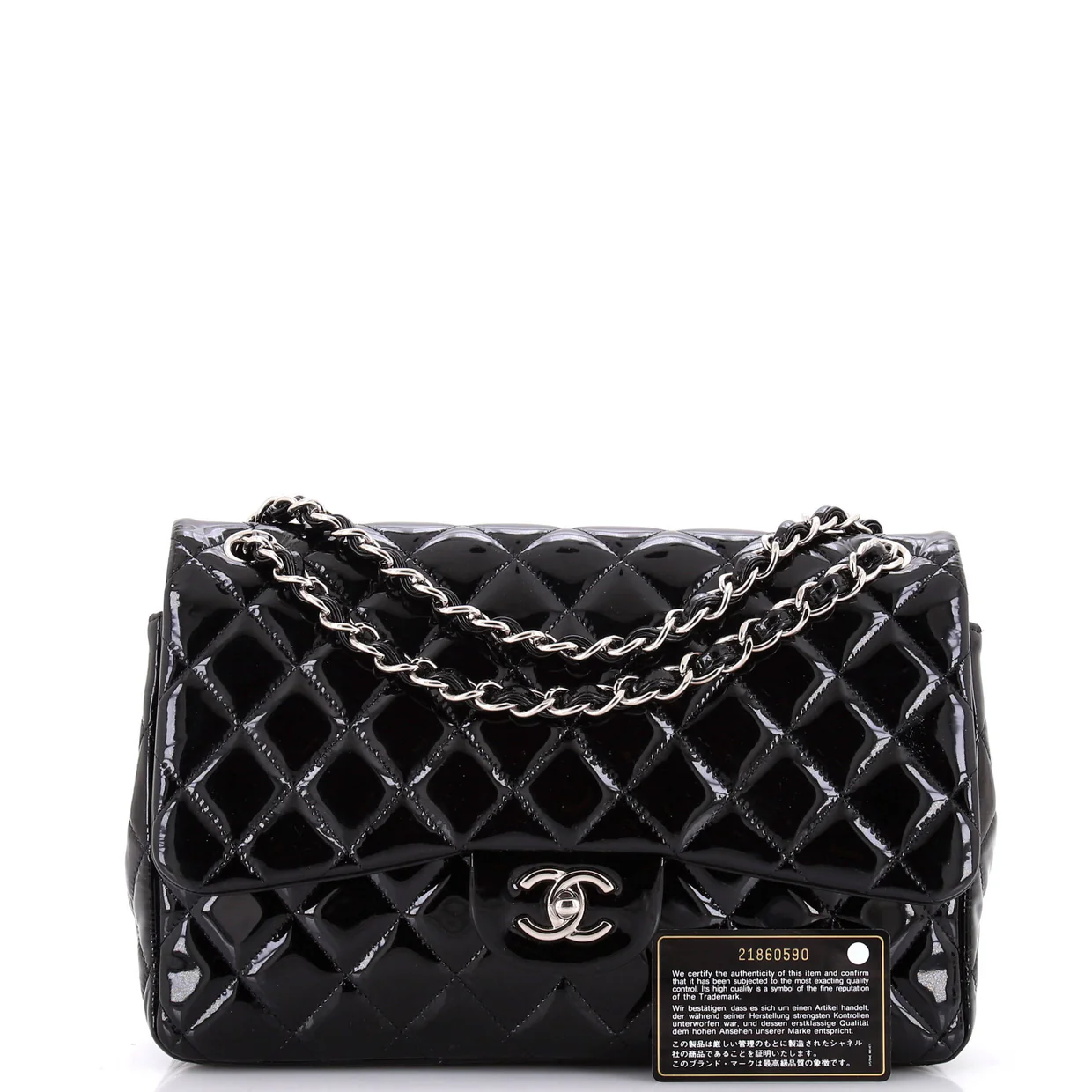 Classic Double Flap Bag Quilted Patent Jumbo - Deep Luxury