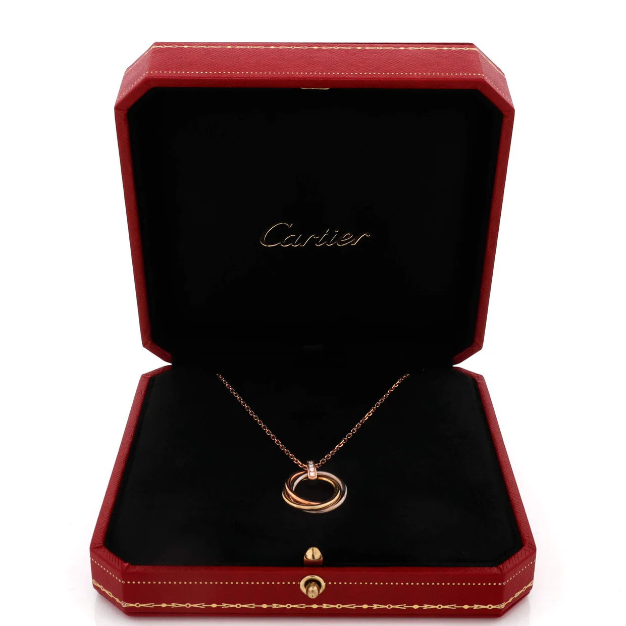 Trinity Pendant Necklace 18K Tricolor Gold and Diamonds - Deep Luxury