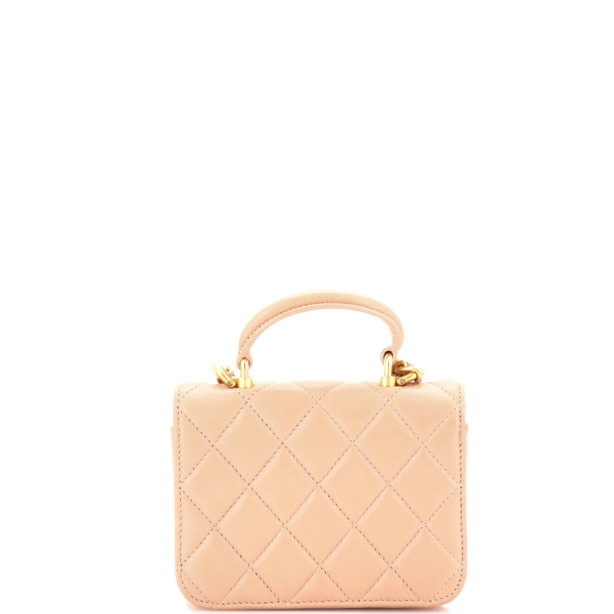 Top Handle Flap Coin Purse with Chain Quilted Lambskin - Deep Luxury