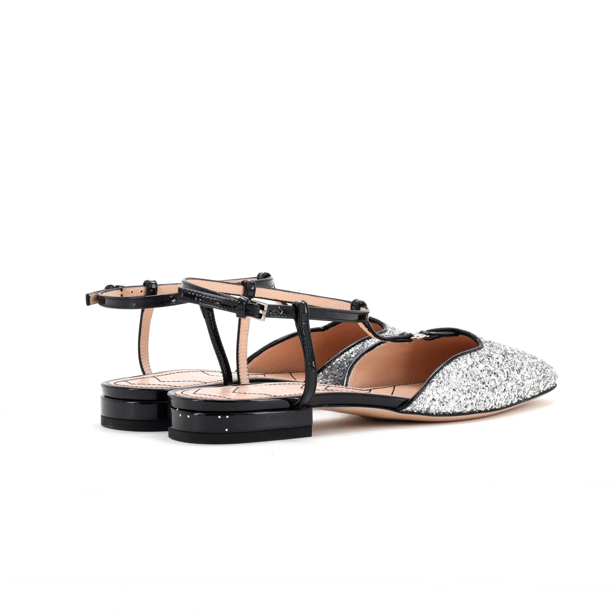 Women's GG Slingback Flats Glitter and Patent - Deep Luxury