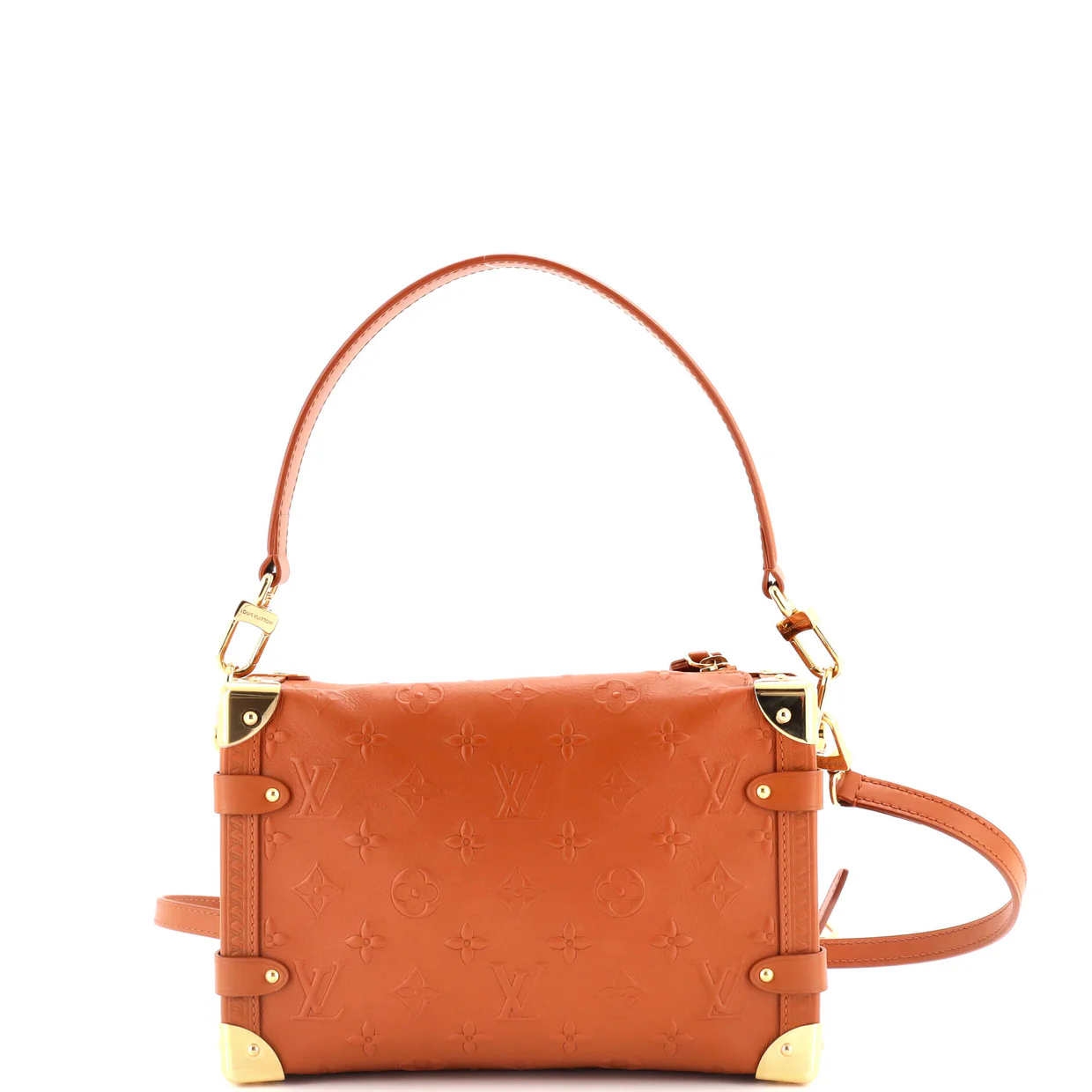 Side Trunk Handbag Debossed Monogram Leather MM - Deep Luxury