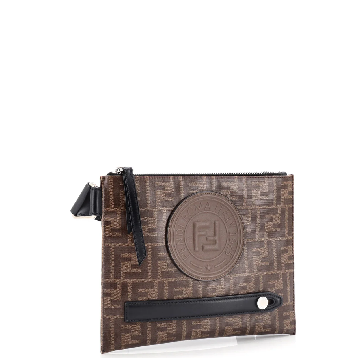 FF Logo Stamp Flat Messenger Bag Zucca Coated Canvas Small - Deep Luxury