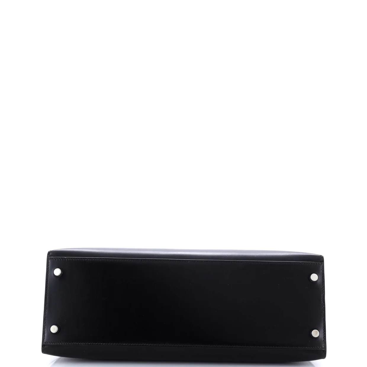 Kelly Handbag Noir Box Calf with Palladium Hardware 32 - Deep Luxury