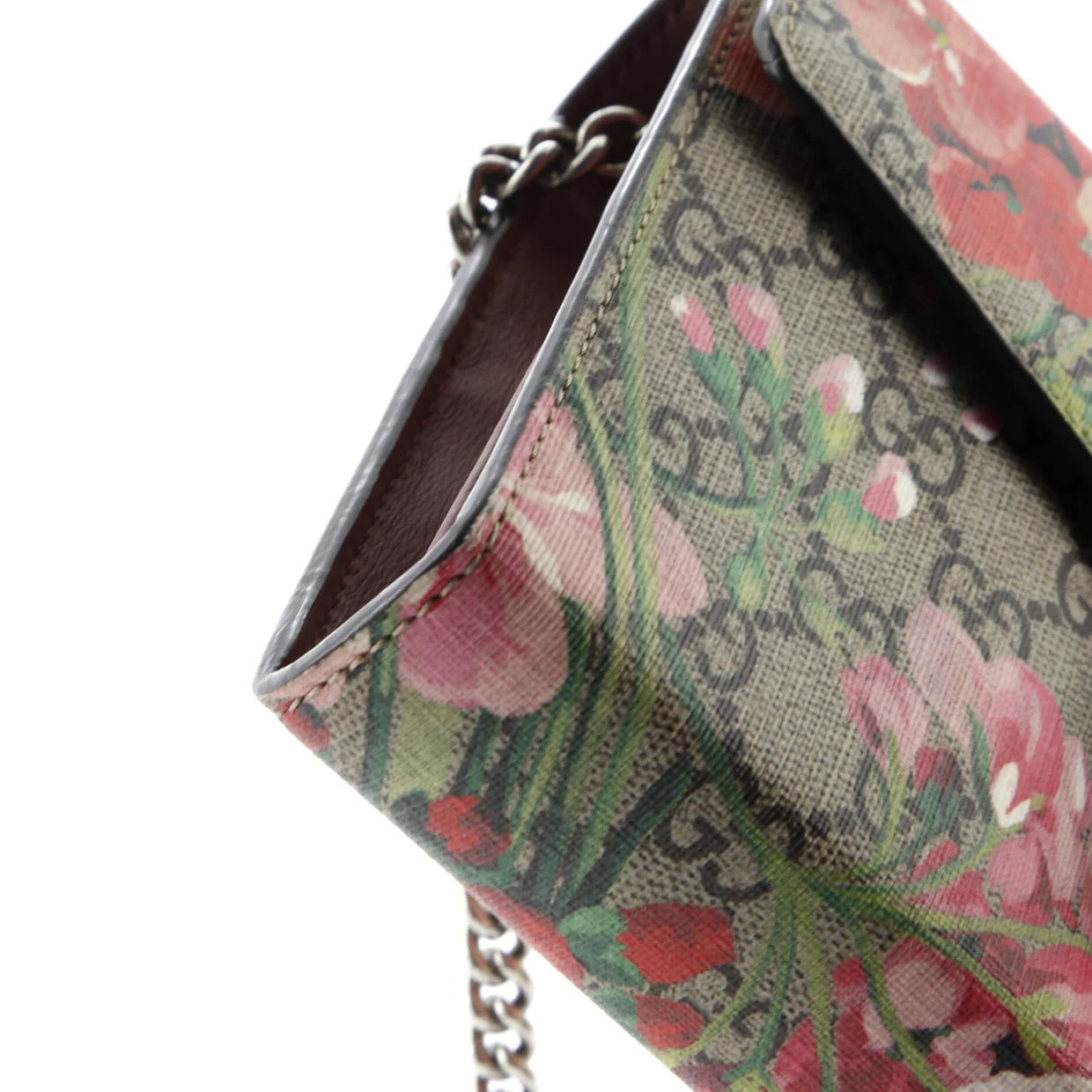 Dionysus Chain Wallet Blooms Print GG Coated Canvas Small - Deep Luxury