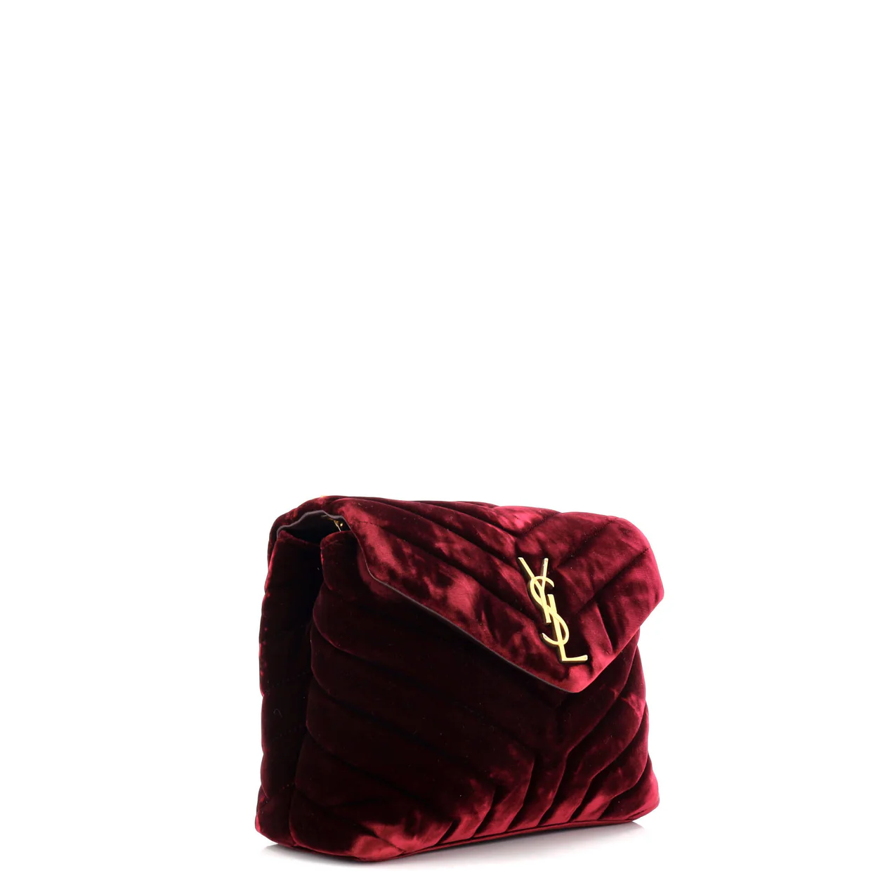 Loulou Shoulder Bag Matelasse Chevron Velvet Small - Deep Luxury