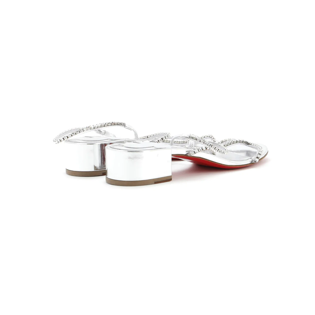 Women's Simple Queenie Sandals Crystal Embellished Leather 25 - Deep Luxury