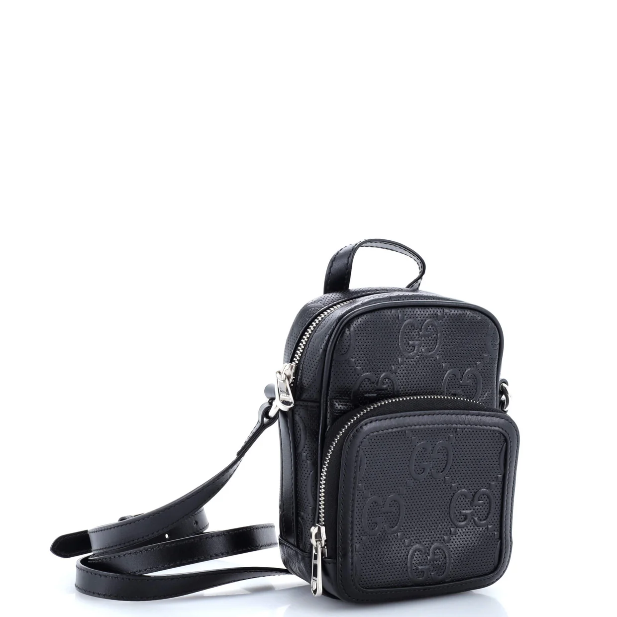 Top Handle Crossbody Bag GG Embossed Perforated Leather Mini - Deep Luxury