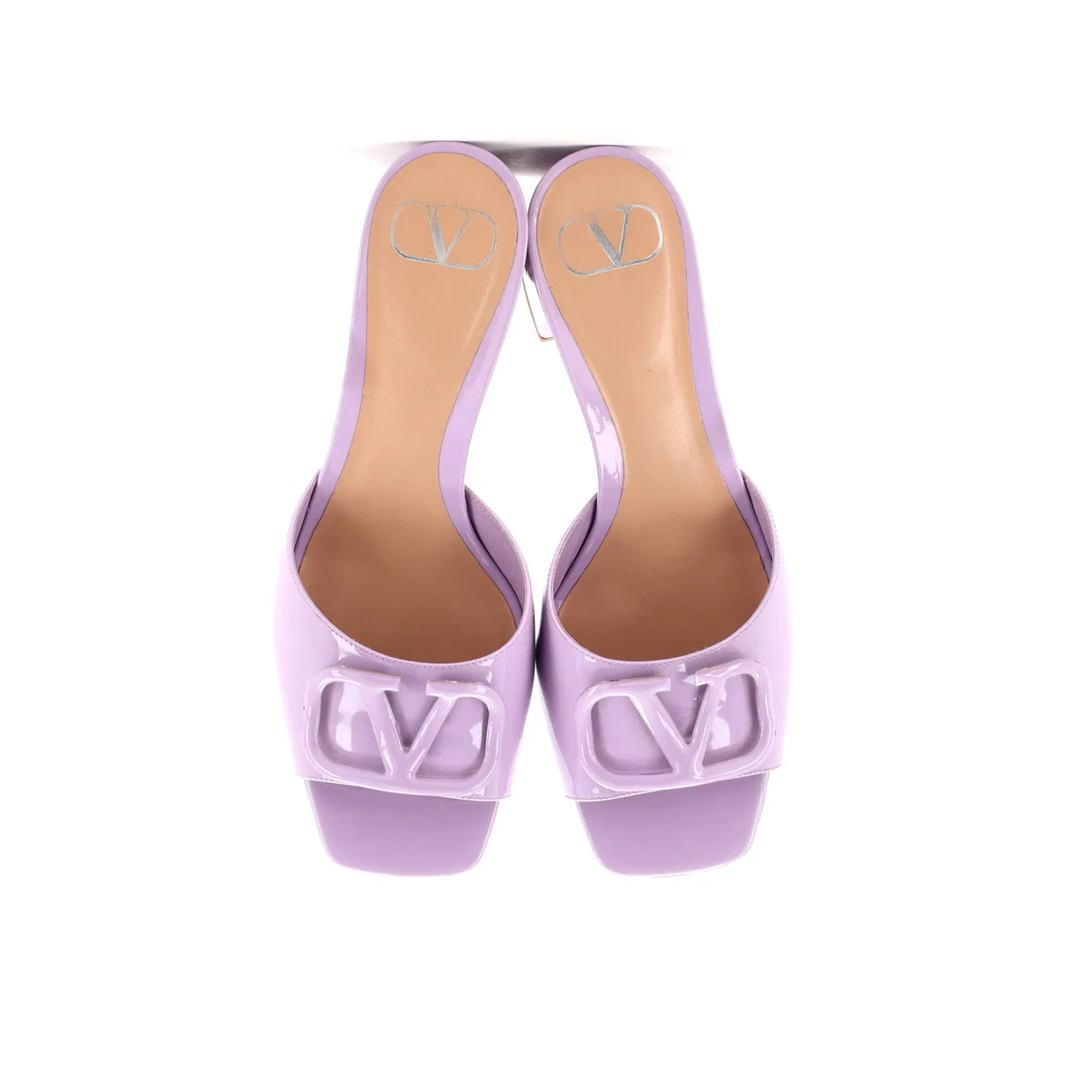 Women's VLogo Heeled Slide Sandals Leather - Deep Luxury