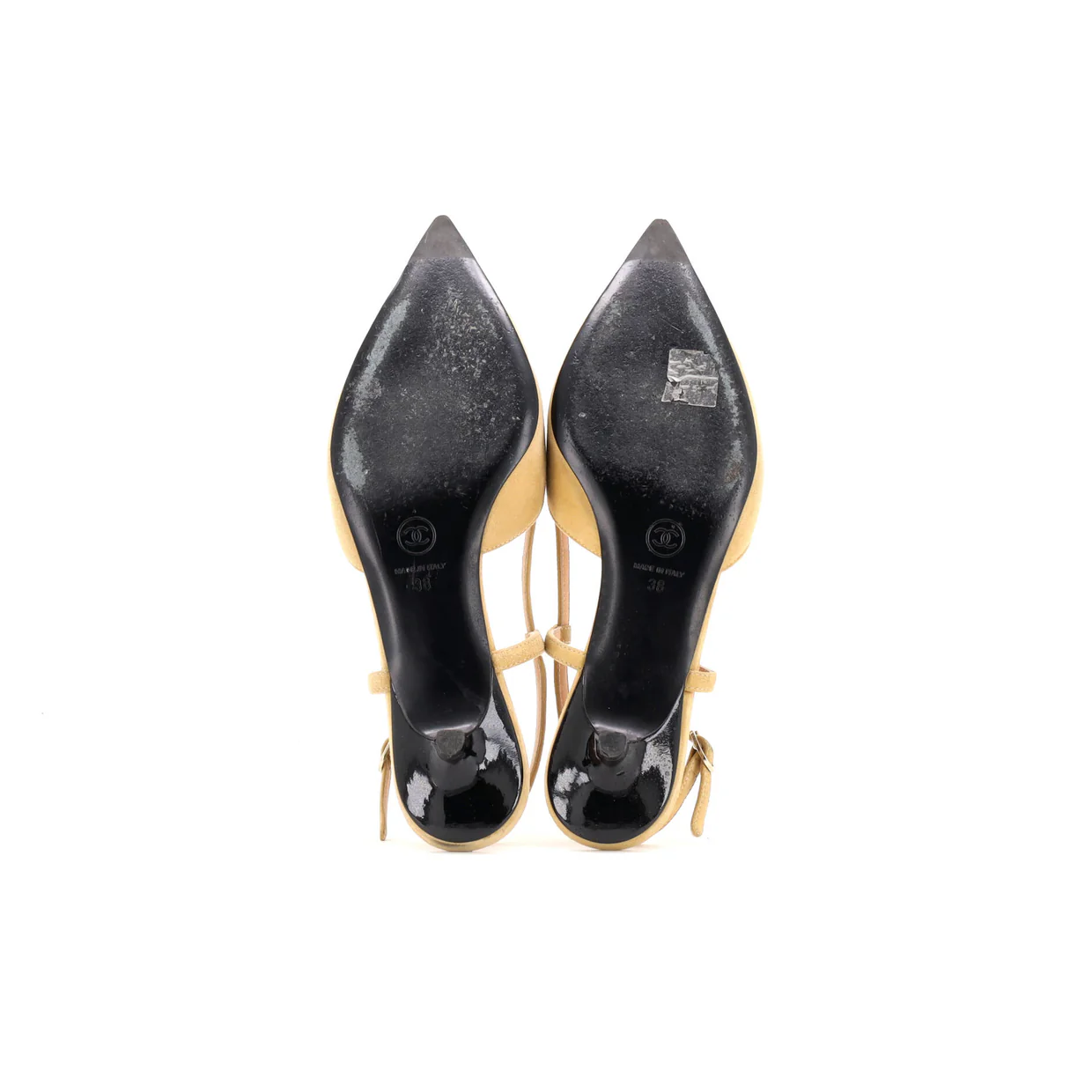 Women’s Pointed Cap Toe Slingback Kitten Heels Suede with Patent - Deep Luxury